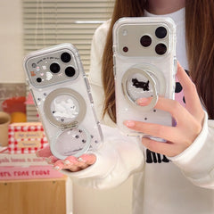 Winter Snowflake Black Cat and White Dog Phone Case