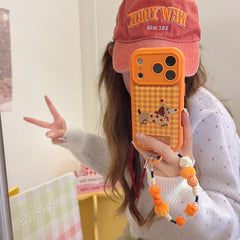 Plaid star hat dachshund embroidered 3D phone case