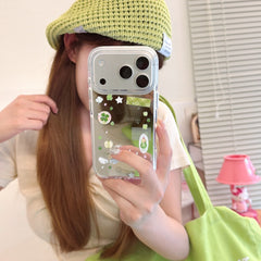 Green Apple & Clover Mirror Case | Lucky Charm Aesthetic Cover