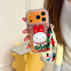 Red hat Miffy Christmas phone case with gilded rounded edges and airbag design