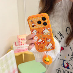 Orange polka dot Apple Kitty large window phone case