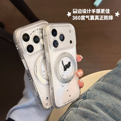 Winter Snowflake Black Cat and White Dog Phone Case