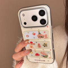 Acrylic Gold-Plated Christmas Frame Puppy Phone Case with Silver Edge