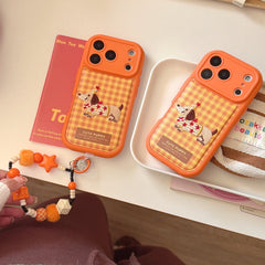 Plaid star hat dachshund embroidered 3D phone case