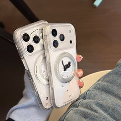 Winter Snowflake Black Cat and White Dog Phone Case