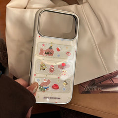 Acrylic Gold-Plated Christmas Frame Puppy Phone Case with Silver Edge