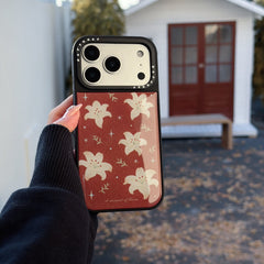 Woody Lily Pearl Gold-plated Black Edge Phone Case