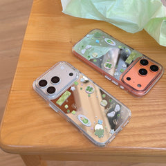 Green Apple & Clover Mirror Case | Lucky Charm Aesthetic Cover