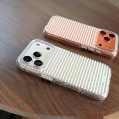 Aesthetic Striped Minimalist Case: 360° Protective Shockproof Series for iPhone 13-17 Series | Timeless White Linear Pattern
