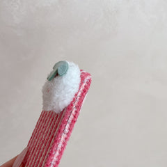 Color-blocked corduroy strawberry phone case