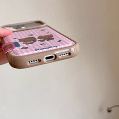 Pink checkered Kitty phone case for iPhone 17