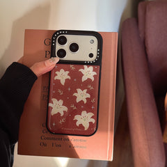 Woody Lily Pearl Gold-plated Black Edge Phone Case