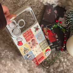 【Glittery Glaze】Silver Sandalwood Checkered Christmas Phone Case