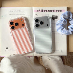 Aesthetic Striped Minimalist Case: 360° Protective Shockproof Series for iPhone 13-17 Series | Timeless White Linear Pattern