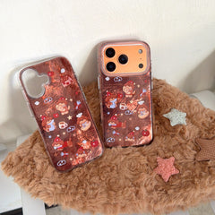 Brown plush red apple dachshund puppy anti-drop phone case