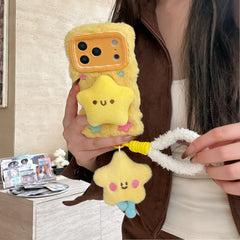 Cartoon plush 3D yellow star phone case