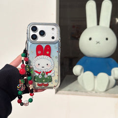 Red hat Miffy Christmas phone case with gilded rounded edges and airbag design