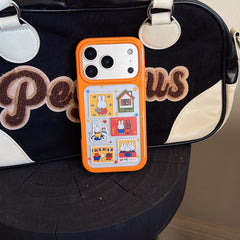 Orange-edged retro stamp Miffy round-edged phone case