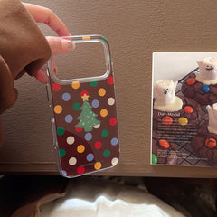 Colorful polka dot Christmas tree rounded edge airbag phone case