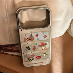 Acrylic Gold-Plated Christmas Frame Puppy Phone Case with Silver Edge