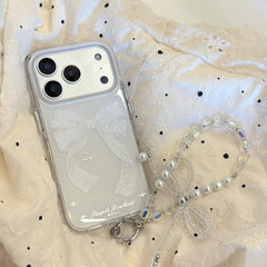 Minimalist Soft Ribbon & Diamond Accents Case: Premium Protection for iPhone 13-17 Series