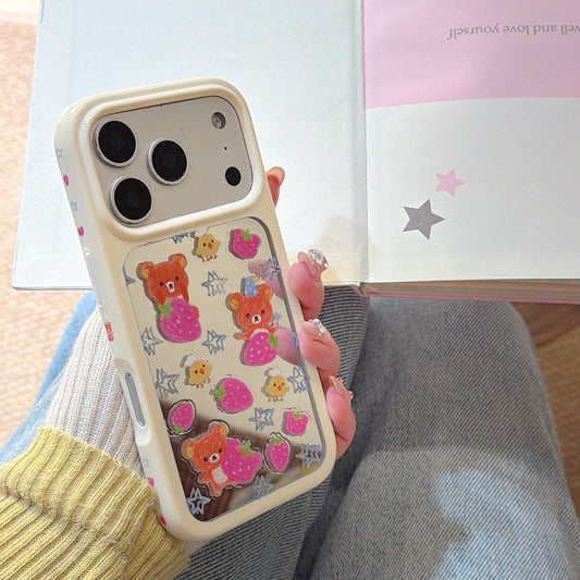 Doodle Star & Strawberry Rilakkuma Case: Protective Kawaii Series for iPhone 13-17 Series