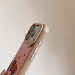 Pink checkered Kitty phone case for iPhone 17