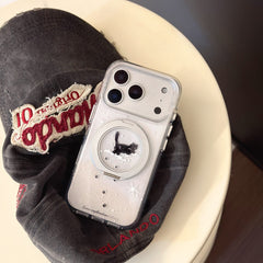 Winter Snowflake Black Cat and White Dog Phone Case