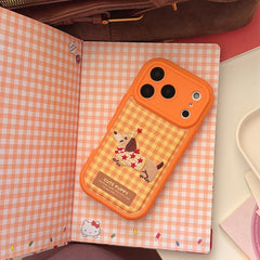 Plaid star hat dachshund embroidered 3D phone case