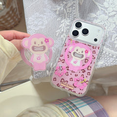 Edgy Leopard Flower Monkey Magnetic iPhone Case | Punk Kawaii Style