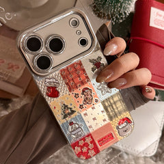 【Glittery Glaze】Silver Sandalwood Checkered Christmas Phone Case