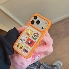 Orange-edged retro stamp Miffy round-edged phone case