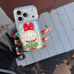 Red hat Miffy Christmas phone case with gilded rounded edges and airbag design