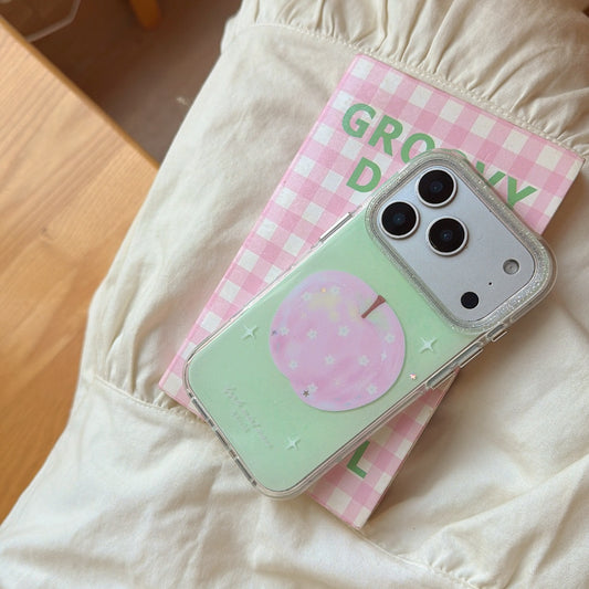 Mint Green & Pastel Pink Apple iPhone Case | Cute Minimalist Design