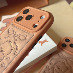 Brown striped bow West Highlands shockproof phone case