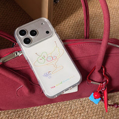 Abstract Fruit Collage Aesthetic Phone Case for iPhone 17 16 15 14 13 Pro Max | Vibrant Colorful Line Art Shockproof Cover