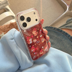 Brown plush red apple dachshund puppy anti-drop phone case