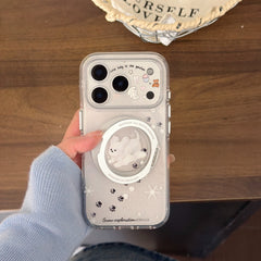 Winter Snowflake Black Cat and White Dog Phone Case