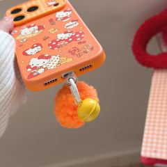 Orange polka dot Apple Kitty large window phone case