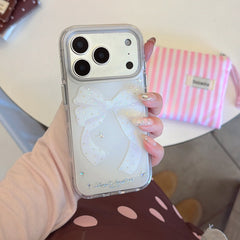 Minimalist Soft Ribbon & Diamond Accents Case: Premium Protection for iPhone 13-17 Series