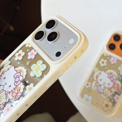 Floral Bear & Kitty Mirror iPhone Case | Y2K Space Shell Edition
