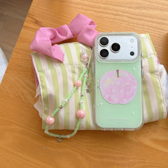 Mint Green & Pastel Pink Apple iPhone Case | Cute Minimalist Design