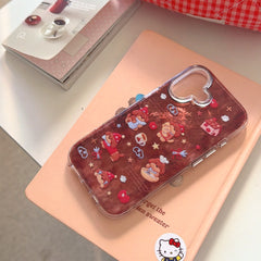 Brown plush red apple dachshund puppy anti-drop phone case