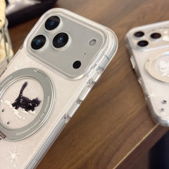 Winter Snowflake Black Cat and White Dog Phone Case
