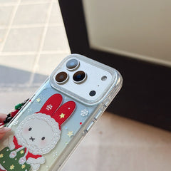 Red hat Miffy Christmas phone case with gilded rounded edges and airbag design