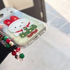 Red hat Miffy Christmas phone case with gilded rounded edges and airbag design
