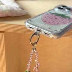 Gilded colored diamond pink strawberry phone case