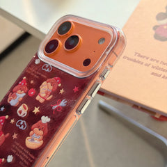 Brown plush red apple dachshund puppy anti-drop phone case