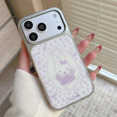 Aesthetic Purple Miffy Floral Case: Shockproof Protective Series for iPhone 13-17 Series | Classic Bunny Flower Design