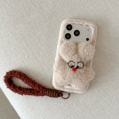 Rabbit fur glasses and rabbit phone case